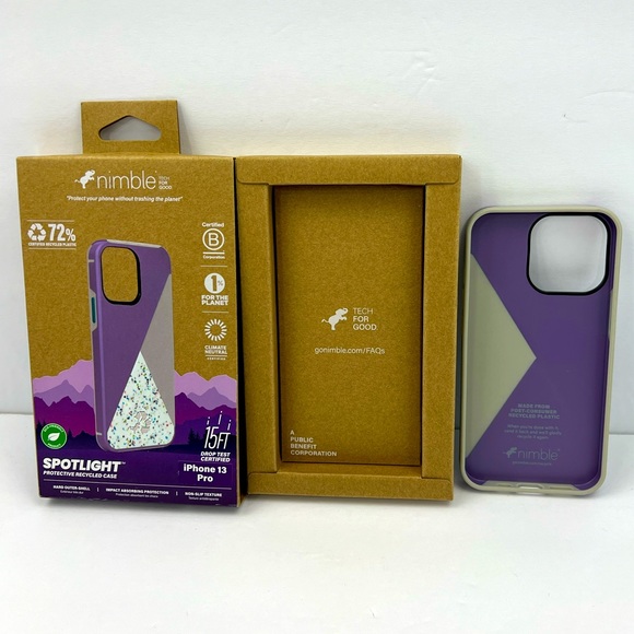 NIMBLE TECH FOR GOOD, iPhone 13 PRO PROTECTIVE CASE, PURPLE AND WHITE COLOR - Picture 10 of 12